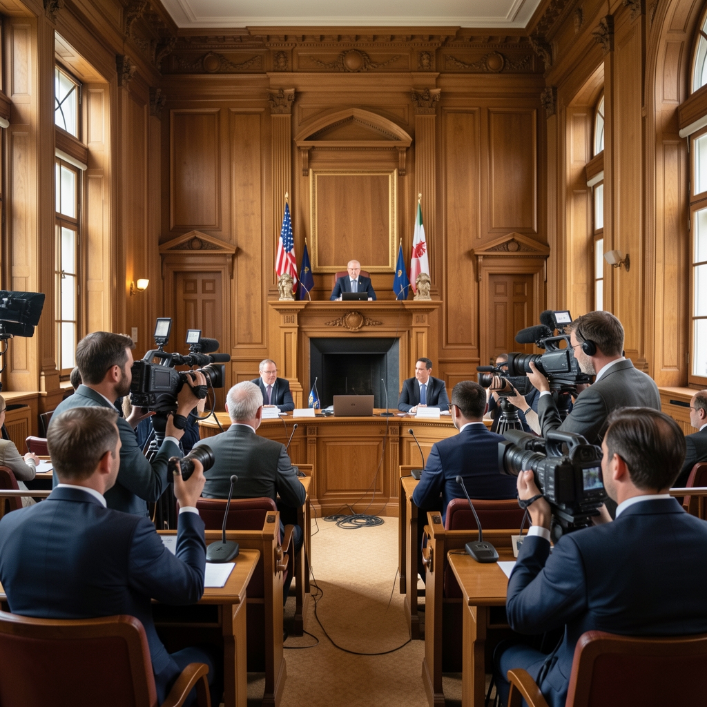 Сједница Скупштине Црне Горе са медијима у галерији, журналисти са камерама и диктафонима у парламентарној сали