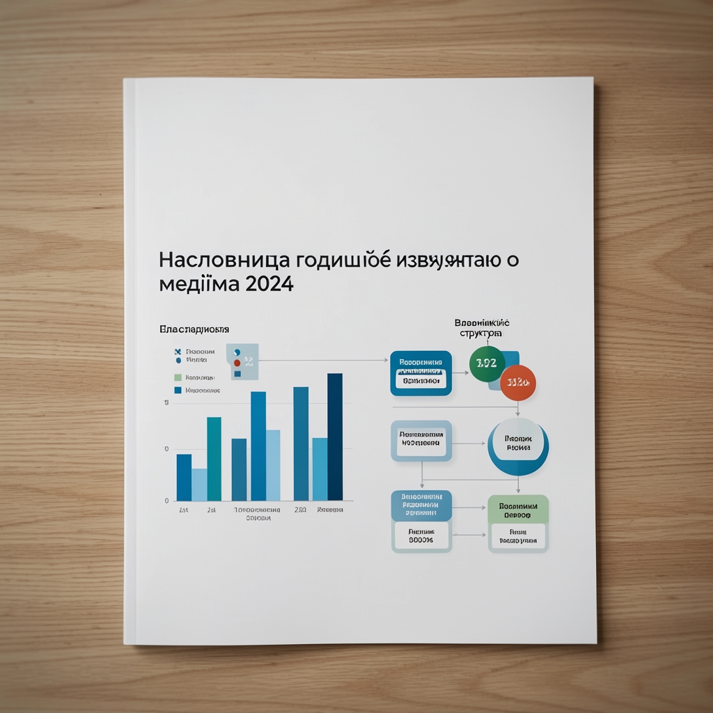 Насловница годишњег извјештаја о медијима Crne Gore 2024 са графиконима власничких структура